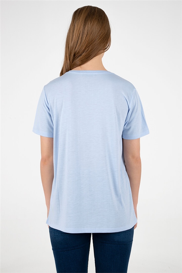 Baskılı T-shirt Mavi / Blue