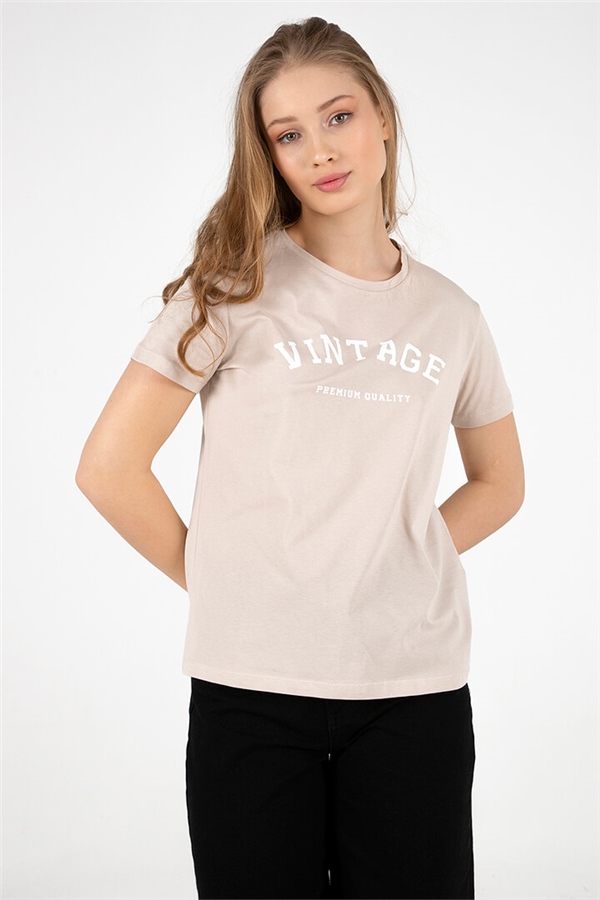 Baskılı T-Shirt Vizon / Vizon