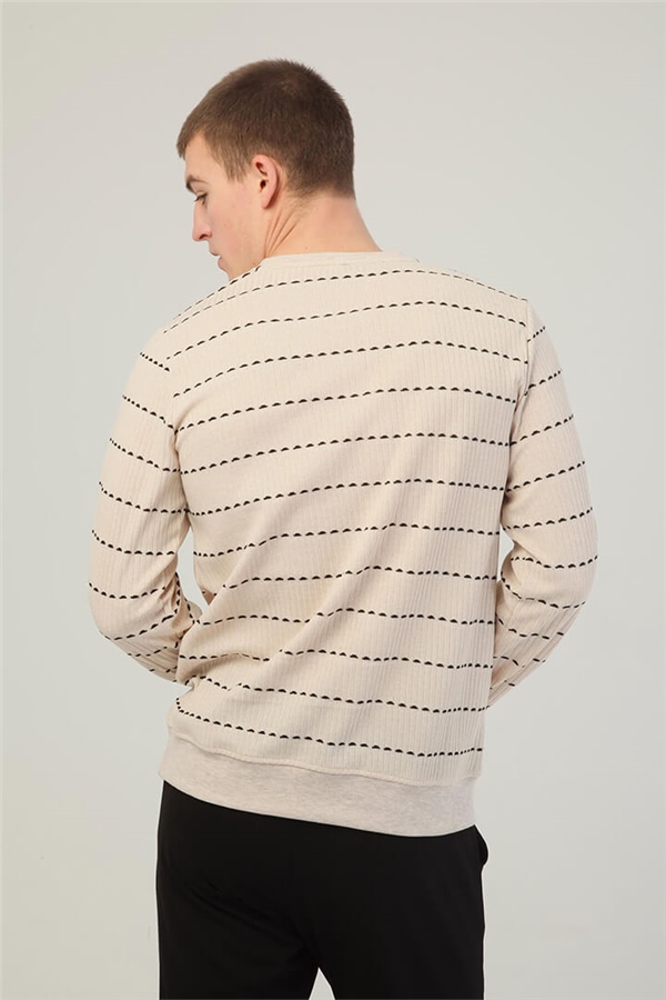 İşlemeli Basic Sweatshirt Bej