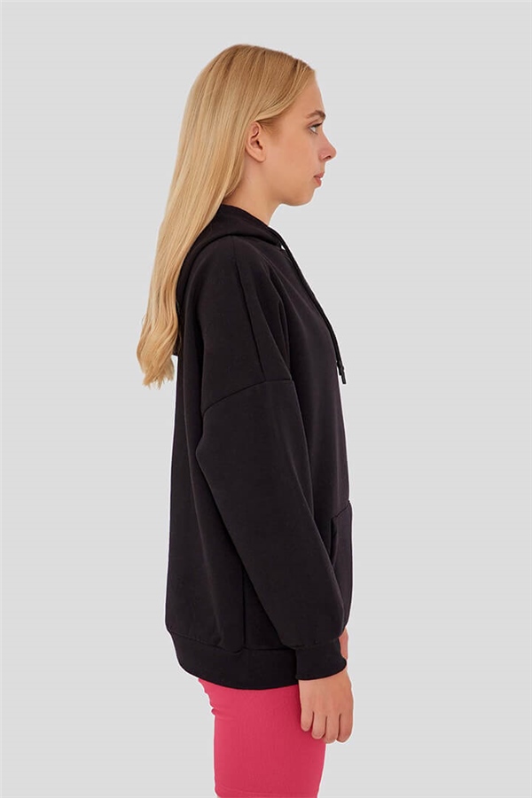 Kapüşonlu Oversize Sweatshirt Siyah