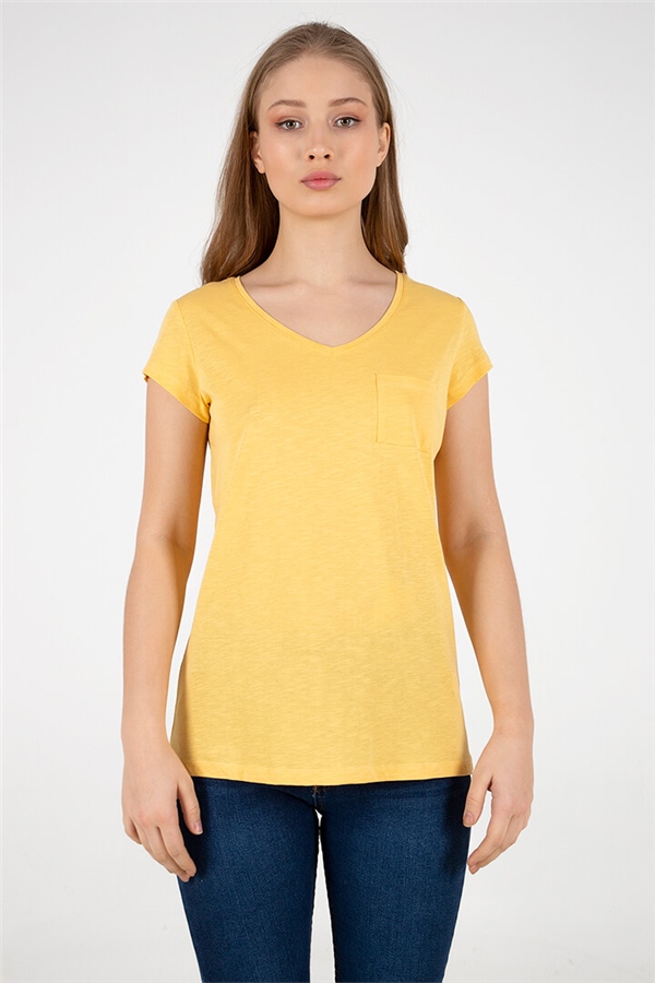 V Yaka T-Shirt Sarı / Yellow