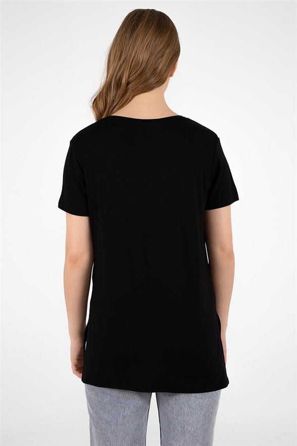 V Yaka T-Shirt Siyah / Black