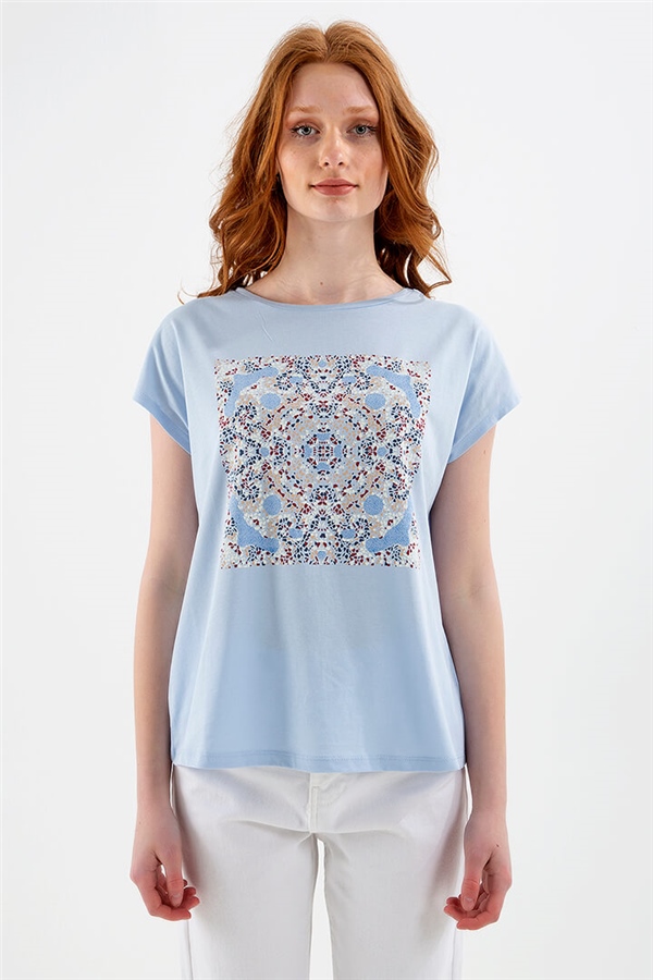 Yarasa Kol T-Shirt Mavi / Blue